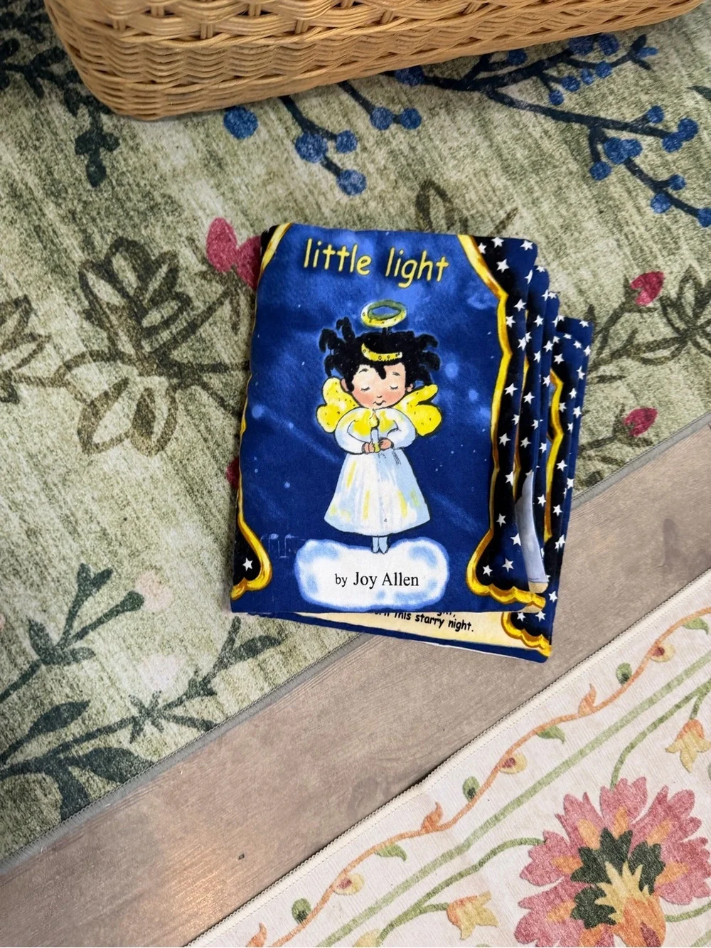 Little Light Soft Baby Board Book Fabric Panel - Blue & Yellow